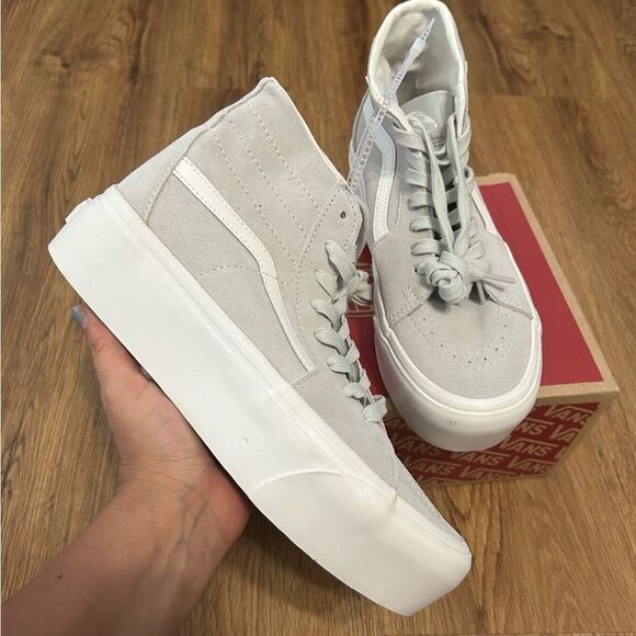 VANS sk8-hi top gray suede platform lace up shoes sneakers women’s 8.5 new - Picture 2 of 7